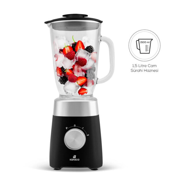 ⁦خلاط فواكه ابريق زجاجي 1000 واط ماركة Karaca⁩ - الصورة ⁦3⁩